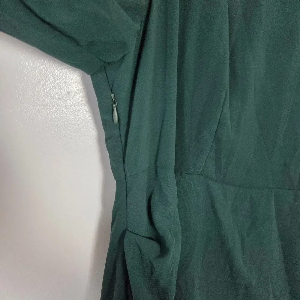 Shein 2XL Emerald Green Maxi Dress Puff Sleeve Bow Tie Formal Cocktail Blacktie